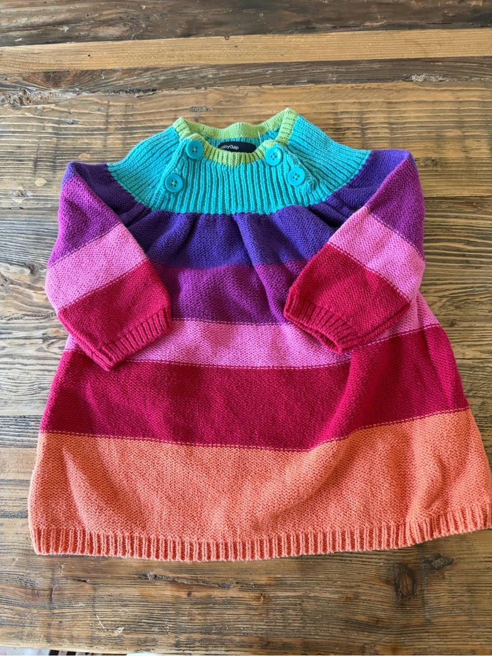 babyGAP Colorblock Knit Baby Dress with Buttons 6-12 MONTHS